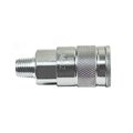 Interstate Pneumatics 3/8 Inch x 1/4 Inch MPT Auto Steel Coupler Reducer - Silver CA641Z